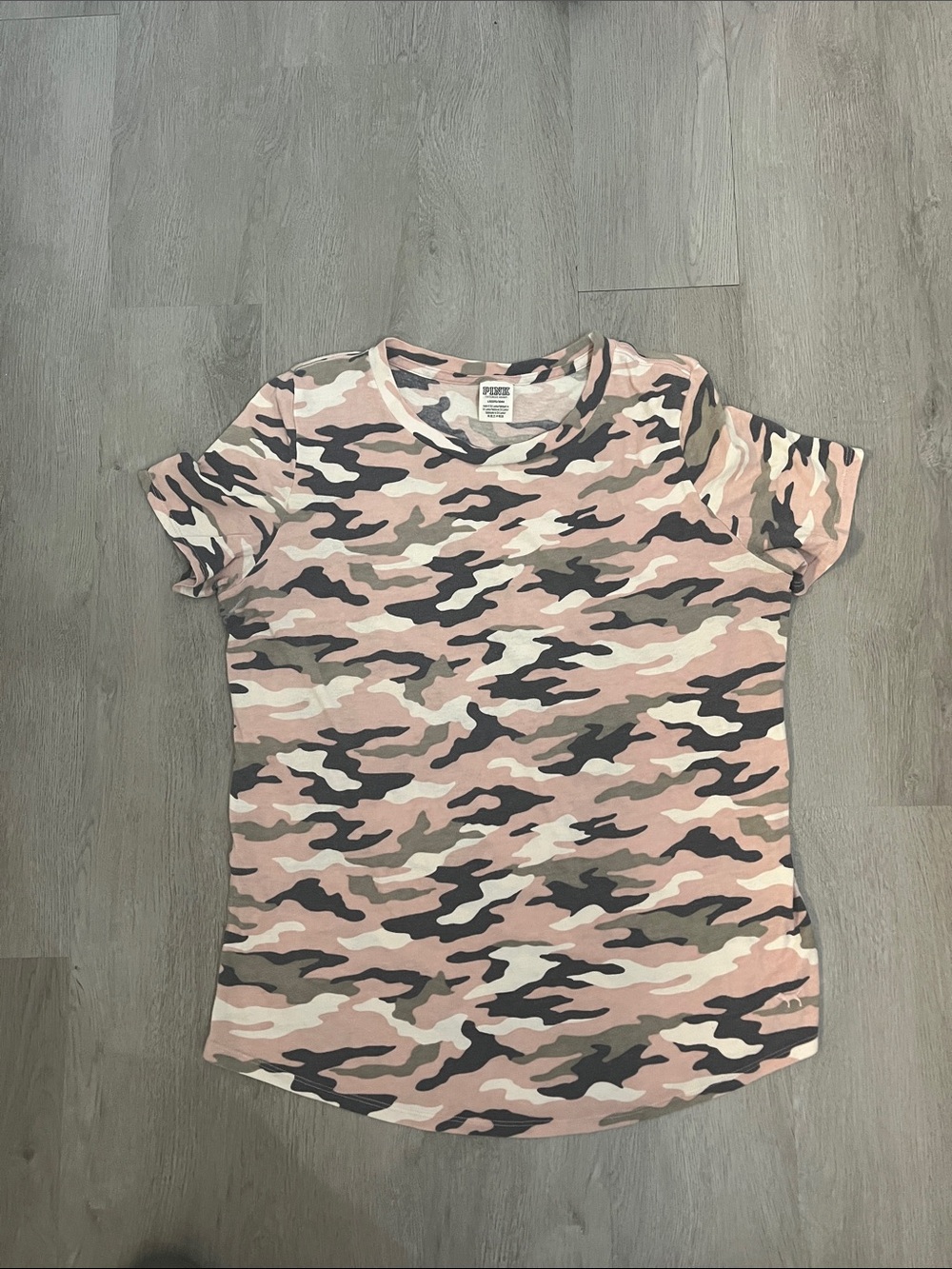PINK Victoria's Secret Pink Camo Short Sleeve Crew Tee